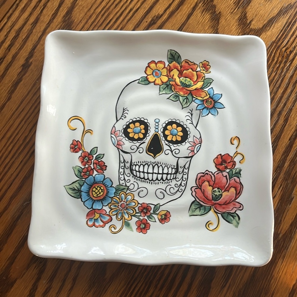 Maxcera Day Of The Dead Sugar Skull Serving Plate